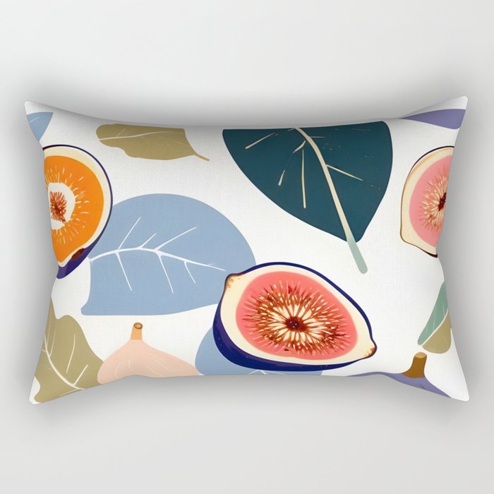 Fig Bohème, Botanical Fruits Food Nature, Vintage Plants Free-style Illustration Jungle, Garden Forest Summer Juicy Bohemian Sweetness Rectangular Pillow Gallery Image 1