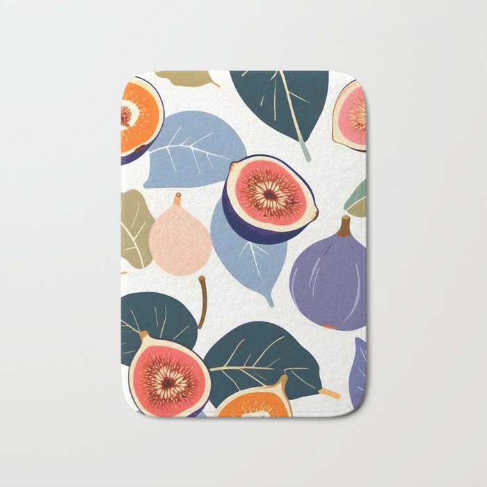 Fig Bohème, Botanical Fruits Food Nature, Vintage Plants Free-style Illustration Jungle, Garden Forest Summer Juicy Bohemian Sweetness Bath Mat Gallery Image 1