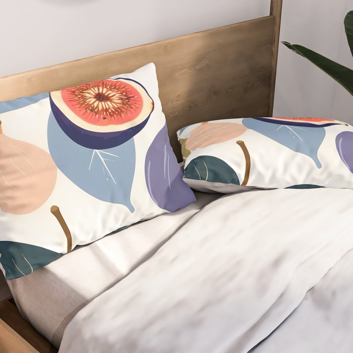 Fig Bohème, Botanical Fruits Food Nature, Vintage Plants Free-style Illustration Jungle, Garden Forest Summer Juicy Bohemian Sweetness Pillow Sham Gallery Image 2