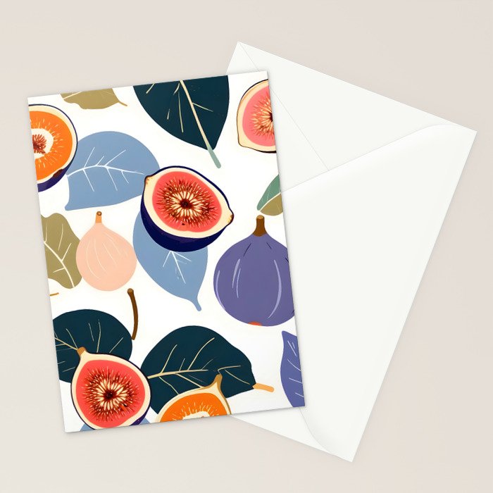 Fig Bohème, Botanical Fruits Food Nature, Vintage Plants Free-style Illustration Jungle, Garden Forest Summer Juicy Bohemian Sweetness Stationery Card Gallery Image 2