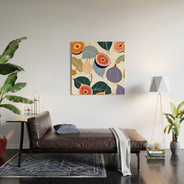Fig Bohème, Botanical Fruits Food Nature, Vintage Plants Free-style Illustration Jungle, Garden Forest Summer Juicy Bohemian Sweetness Wood Wall Art Gallery Image 2