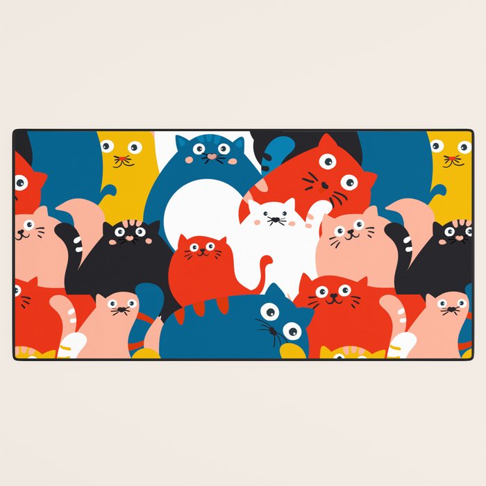 Silly Cats Crowd Pattern Desk Mat Gallery Image 3
