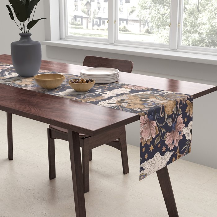 Fox Cubs in Moonlit Garden Table Runner Gallery Image 2