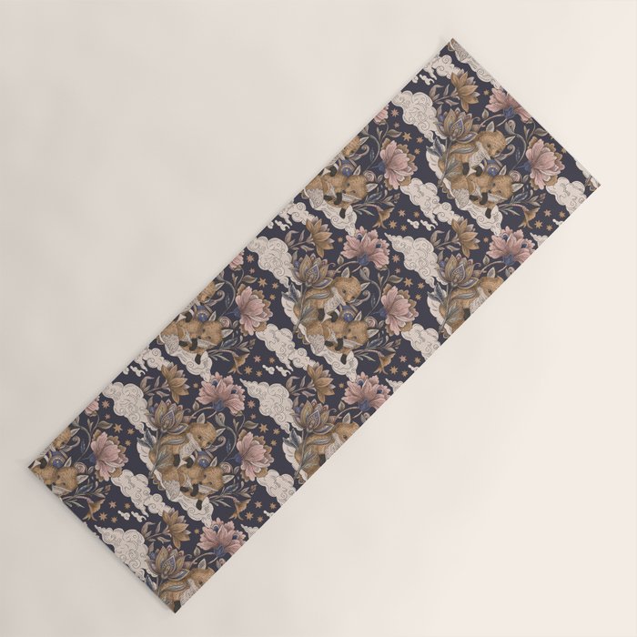 Fox Cubs in Moonlit Garden Yoga Mat Gallery Image 1