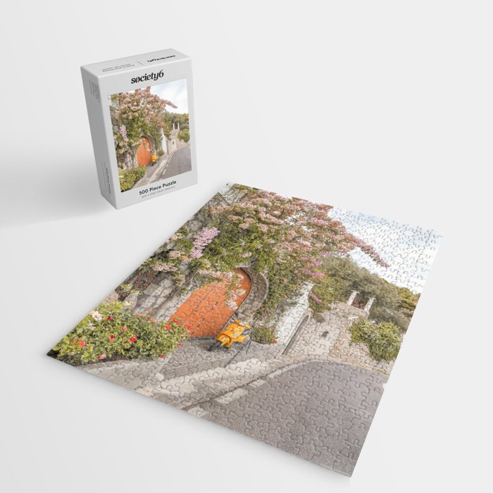 Floral Road on Capri Island | Pastel Color Street in Italy Summer Art Print | Wanderlust Vibes Travel Photography Jigsaw Puzzle Gallery Image 2