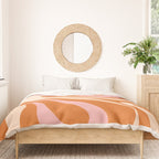 Mod Swirl Retro Abstract Pattern Orange Pink Cream Duvet Cover Gallery Image 3
