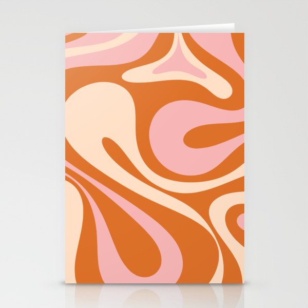 Mod Swirl Retro Abstract Pattern Orange Pink Cream Stationery Card Gallery Image 1