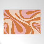 Mod Swirl Retro Abstract Pattern Orange Pink Cream Welcome Mat Gallery Image 1