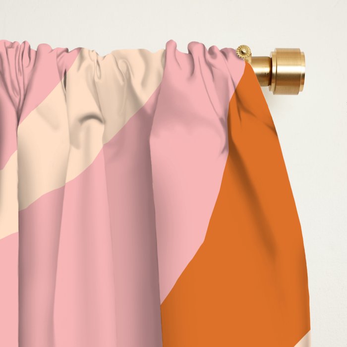 Mod Swirl Retro Abstract Pattern Orange Pink Cream Window Curtain Gallery Image 2