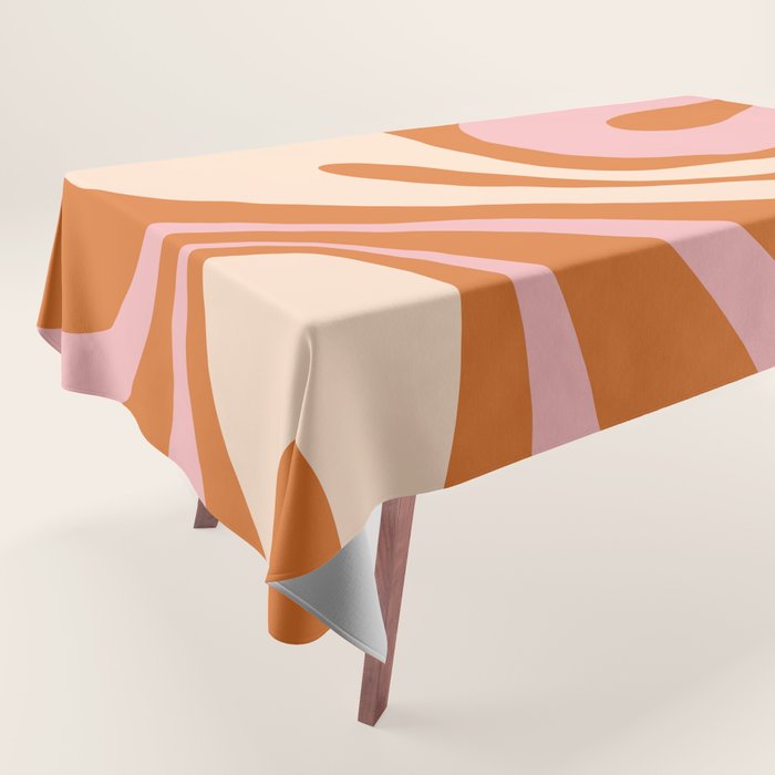 Mod Swirl Retro Abstract Pattern Orange Pink Cream Tablecloth Gallery Image 1