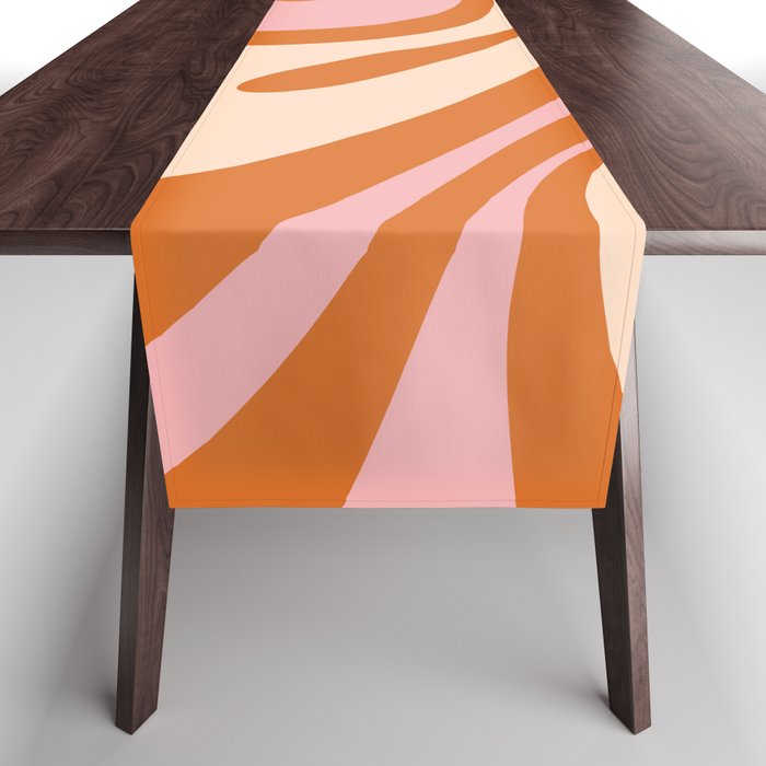 Mod Swirl Retro Abstract Pattern Orange Pink Cream Table Runner Gallery Image 1