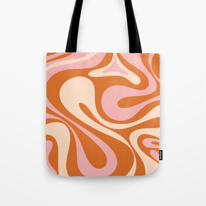 Mod Swirl Retro Abstract Pattern Orange Pink Cream Tote Bag Gallery Image 1