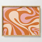 Mod Swirl Retro Abstract Pattern Orange Pink Cream Serving Tray Gallery Image 1