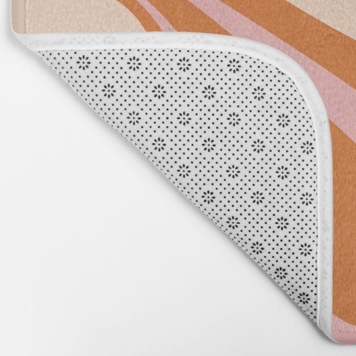 Mod Swirl Retro Abstract Pattern Orange Pink Cream Bath Mat Gallery Image 2
