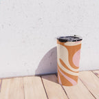Mod Swirl Retro Abstract Pattern Orange Pink Cream Travel Mug Gallery Image 4