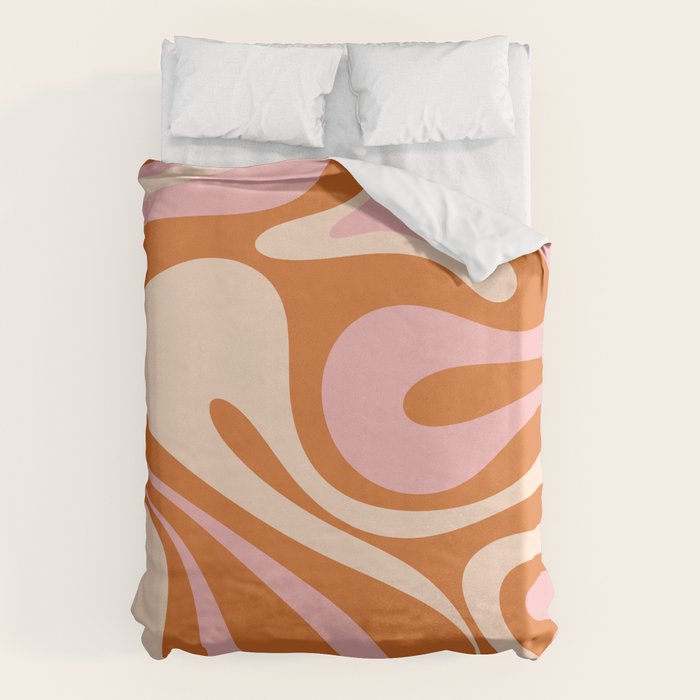 Mod Swirl Retro Abstract Pattern Orange Pink Cream Duvet Cover Gallery Image 6