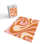 Mod Swirl Retro Abstract Pattern Orange Pink Cream Jigsaw Puzzle Gallery Image 2