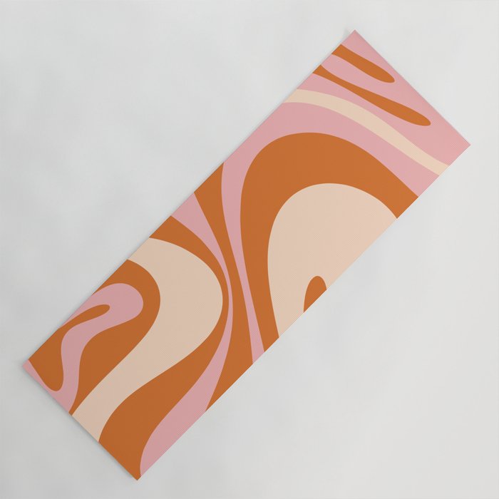 Mod Swirl Retro Abstract Pattern Orange Pink Cream Yoga Mat Gallery Image 1