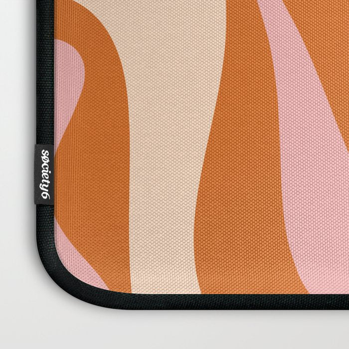 Mod Swirl Retro Abstract Pattern Orange Pink Cream Laptop Sleeve Gallery Image 3