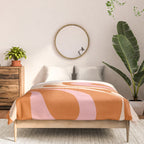 Mod Swirl Retro Abstract Pattern Orange Pink Cream Comforter Gallery Image 3