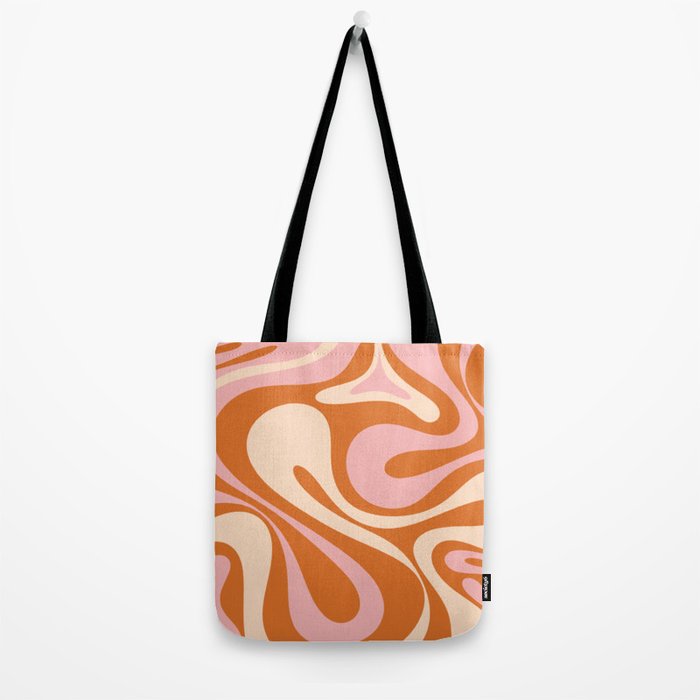 Mod Swirl Retro Abstract Pattern Orange Pink Cream Tote Bag Gallery Image 2