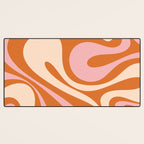 Mod Swirl Retro Abstract Pattern Orange Pink Cream Desk Mat Gallery Image 3