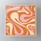 Mod Swirl Retro Abstract Pattern Orange Pink Cream Mini Art Print Gallery Image 1