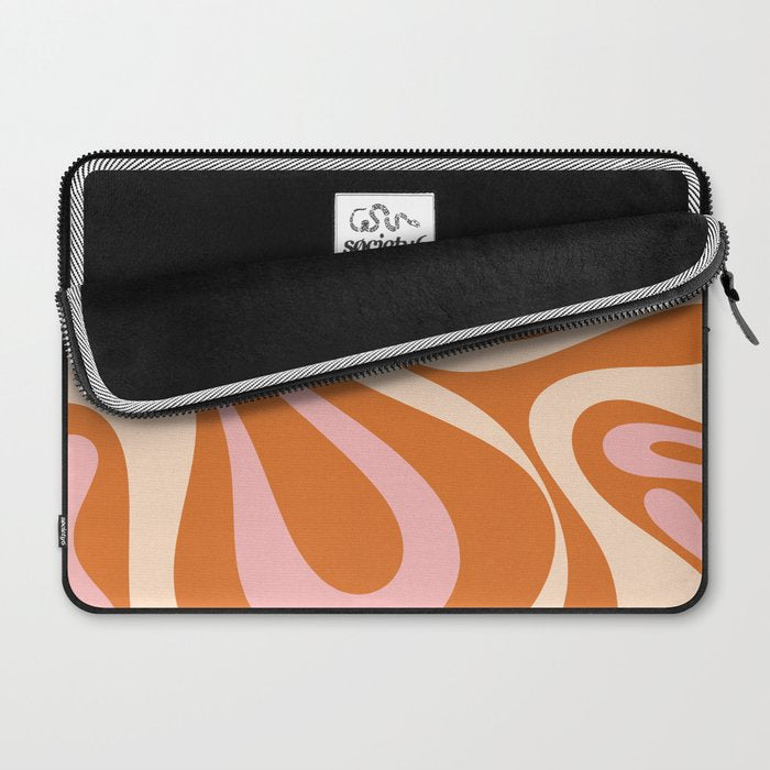 Mod Swirl Retro Abstract Pattern Orange Pink Cream Laptop Sleeve Gallery Image 2