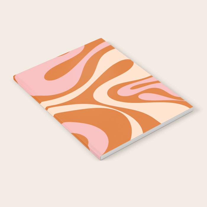 Mod Swirl Retro Abstract Pattern Orange Pink Cream Notebook Gallery Image 2