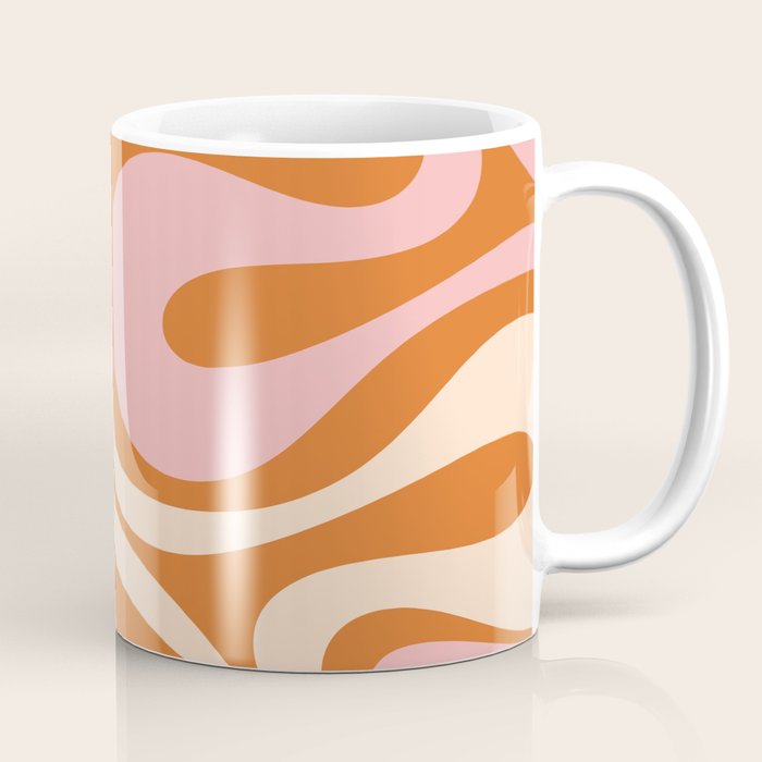 Mod Swirl Retro Abstract Pattern Orange Pink Cream Coffee Mug Gallery Image 1