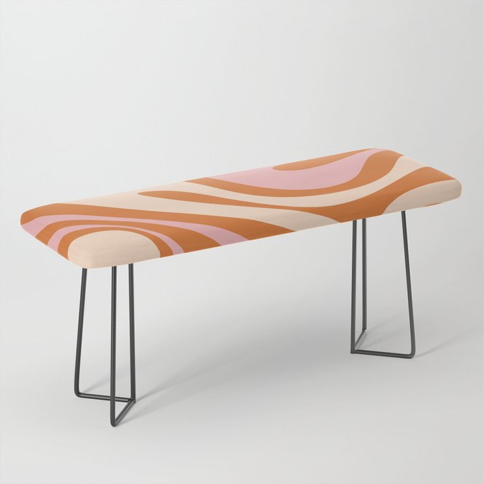 Mod Swirl Retro Abstract Pattern Orange Pink Cream Bench Gallery Image 1