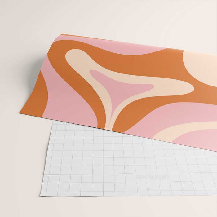 Mod Swirl Retro Abstract Pattern Orange Pink Cream Wrapping Paper Gallery Image 2