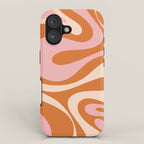 Mod Swirl Retro Abstract Pattern Orange Pink Cream iPhone Case Gallery Image 1