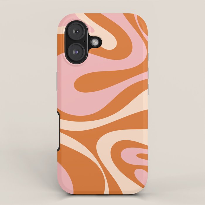 Mod Swirl Retro Abstract Pattern Orange Pink Cream iPhone Case Gallery Image 1