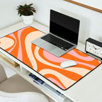 Mod Swirl Retro Abstract Pattern Orange Pink Cream Desk Mat Gallery Image 2