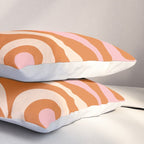 Mod Swirl Retro Abstract Pattern Orange Pink Cream Pillow Sham Gallery Image 3