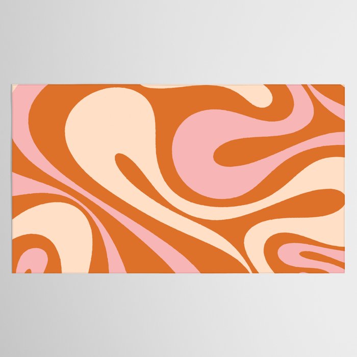 Mod Swirl Retro Abstract Pattern Orange Pink Cream Tablecloth Gallery Image 2