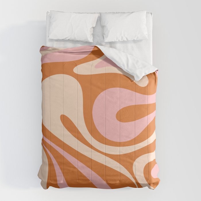Mod Swirl Retro Abstract Pattern Orange Pink Cream Comforter Gallery Image 6