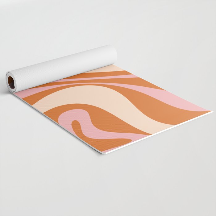 Mod Swirl Retro Abstract Pattern Orange Pink Cream Yoga Mat Gallery Image 2
