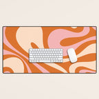 Mod Swirl Retro Abstract Pattern Orange Pink Cream Desk Mat Gallery Image 1