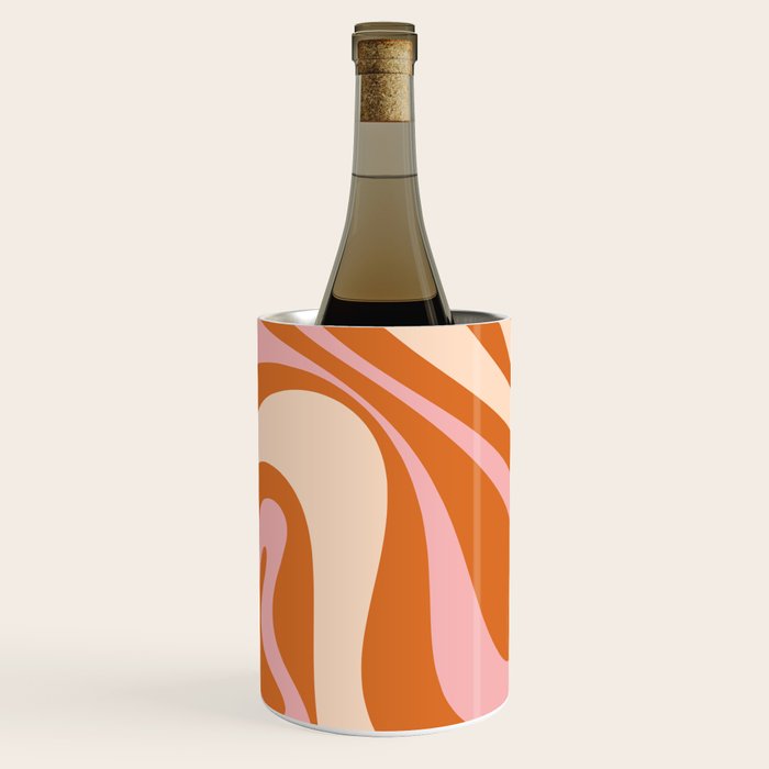 Mod Swirl Retro Abstract Pattern Orange Pink Cream Wine Chiller Gallery Image 2