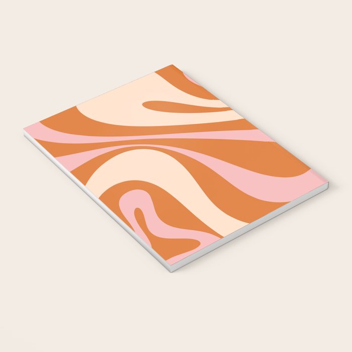 Mod Swirl Retro Abstract Pattern Orange Pink Cream Notebook Gallery Image 3