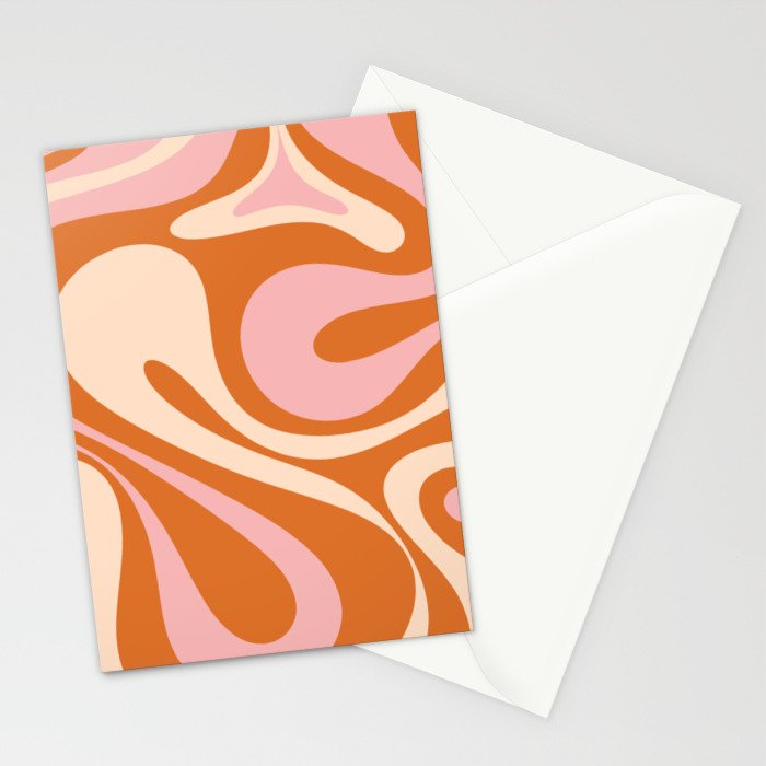 Mod Swirl Retro Abstract Pattern Orange Pink Cream Stationery Card Gallery Image 2