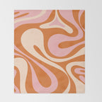 Mod Swirl Retro Abstract Pattern Orange Pink Cream Throw Blanket Gallery Image 2