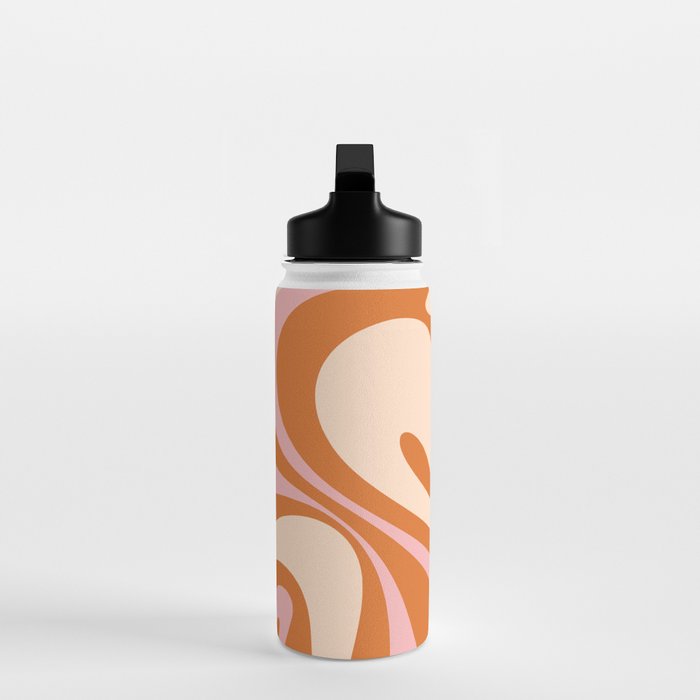 Mod Swirl Retro Abstract Pattern Orange Pink Cream Water Bottle Gallery Image 3
