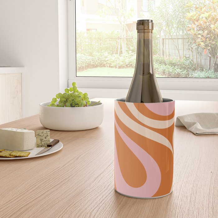 Mod Swirl Retro Abstract Pattern Orange Pink Cream Wine Chiller Gallery Image 4