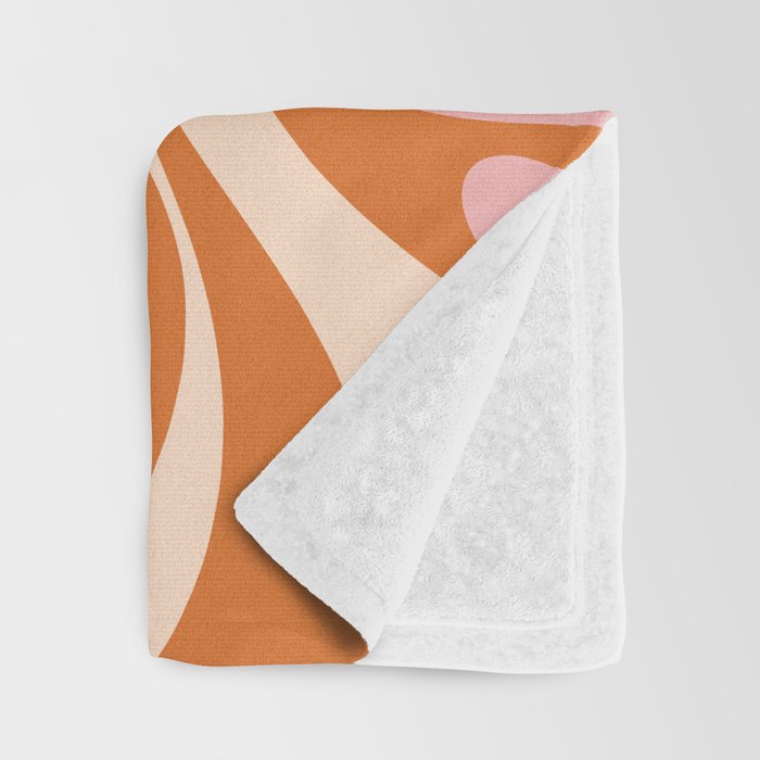 Mod Swirl Retro Abstract Pattern Orange Pink Cream Throw Blanket Gallery Image 3
