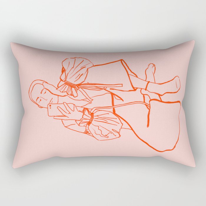 MIRROR SELFIE PINK Rectangular Pillow Gallery Image 2