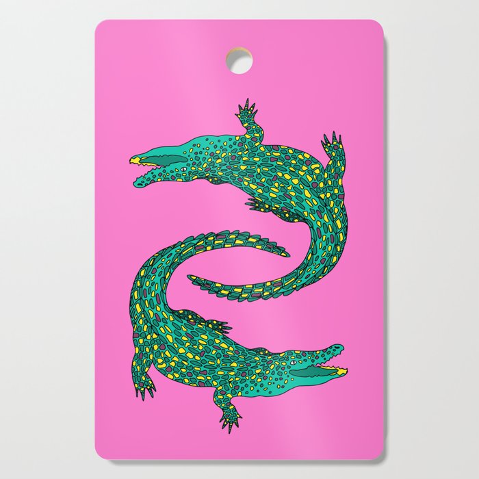 Crocodiles (Pink and Green) Cutting Board Gallery Image 1