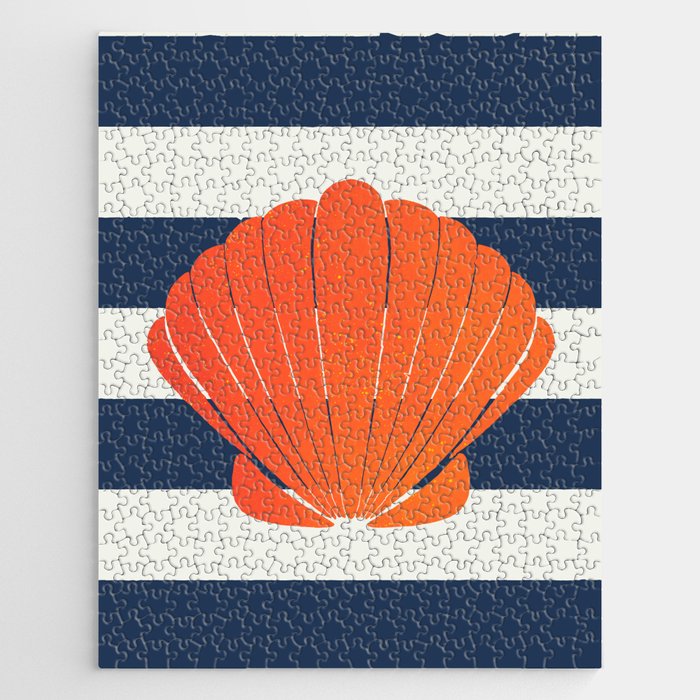 Orange clamshell and navy stripes Jigsaw Puzzle Gallery Image 1